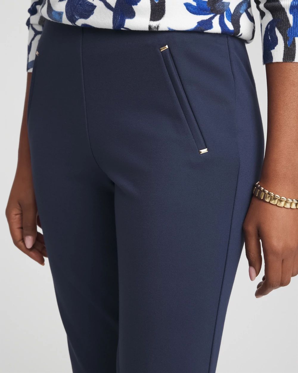 希少jent louis Side Line Tucked Pants Sサイズ Juliet Slim Trim Detail Ankle Pants | Chico's
